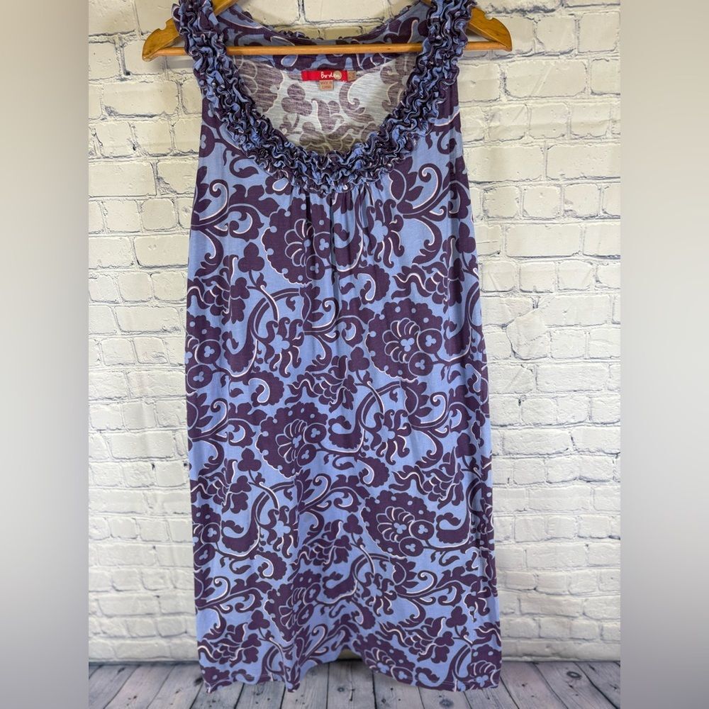 Boden Periwinkle Purple Abstract Floral Cottagecore Jersey Midi Shift Dress 8L